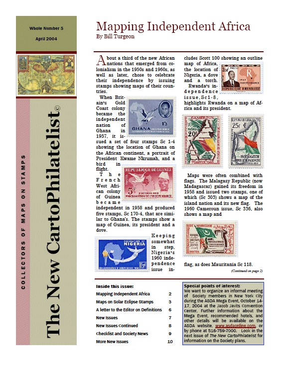 New Carto Philatelist Number 5 April 2004 Cover