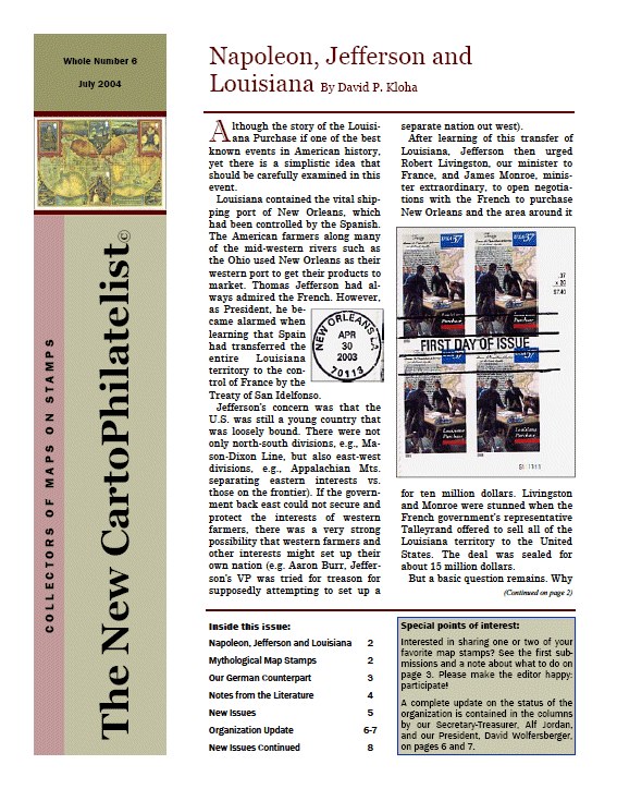 New Carto Philatelist Number 6 July 2004 Cover