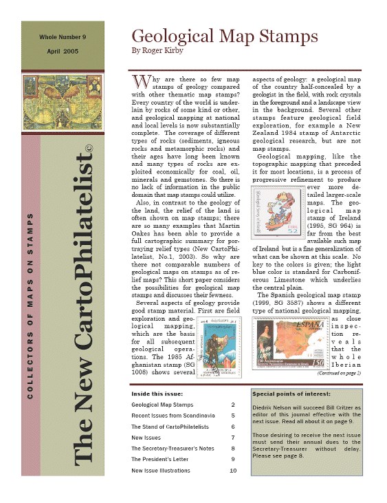 New Carto Philatelist Number 9 April 2005 Cover