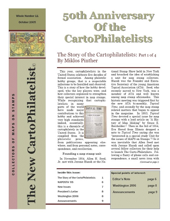 New Carto Philatelist Number 11 October 2005 Cover