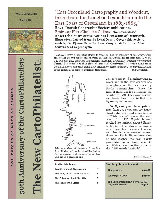 New Carto Philatelist Number 13 April 2006 Cover