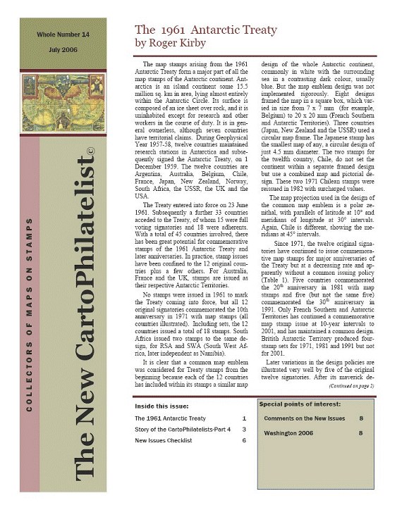 New Carto Philatelist Number 14 July 2006 Cover