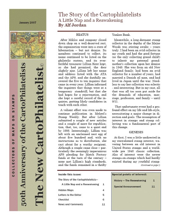 New Carto Philatelist Number 16 January 2007 Cover