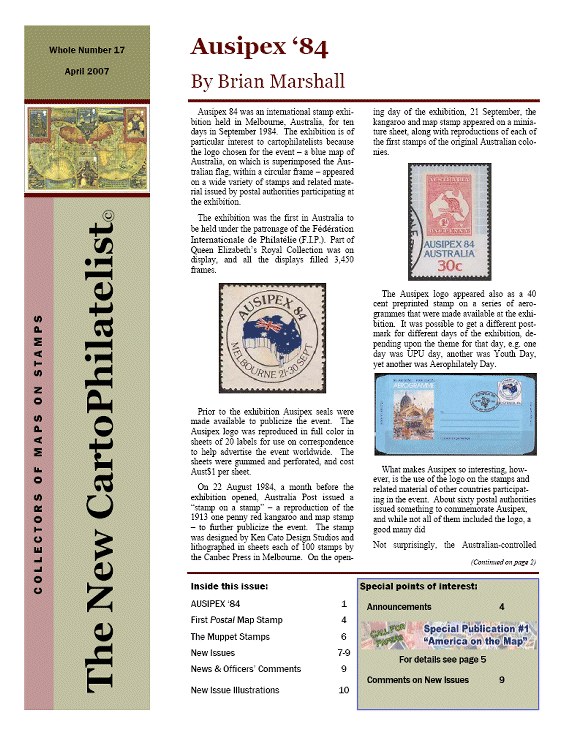 New Carto Philatelist Number 17 April 2007 Cover