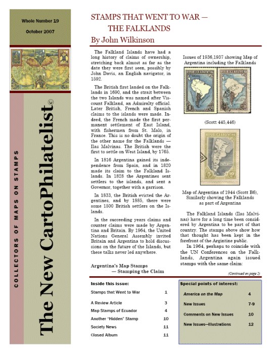 New Carto Philatelist Number 19 October 2007 Cover