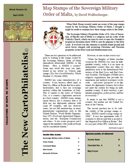 New Carto Philatelist Number 21 April 2008 Cover