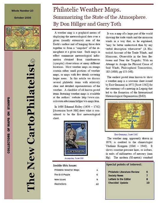New Carto Philatelist Number 23 October 2008 Cover
