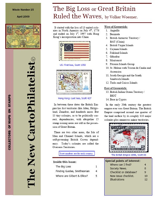 New Carto Philatelist Number 25 April 2009 Cover