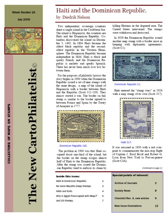 New Carto Philatelist Number 26 July 2009 Cover