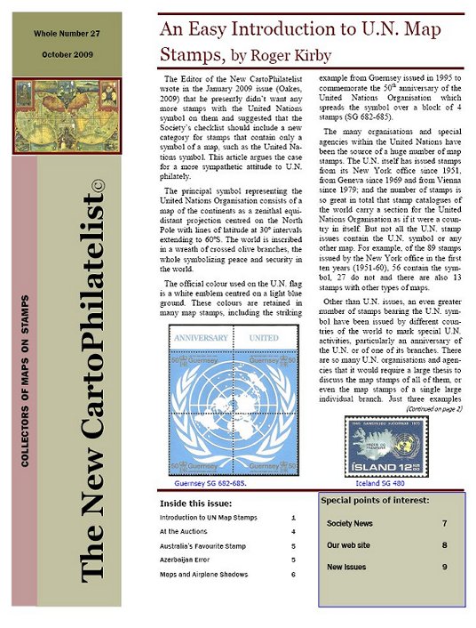 New Carto Philatelist Number 27 October 2009 Cover