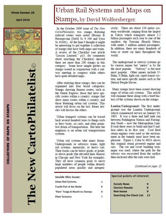 New Carto Philatelist Number 29 April 2010 Cover