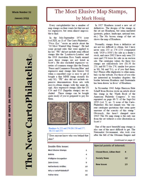 New Carto Philatelist Number 32 January 2011 Cover