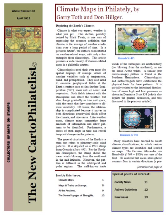 New Carto Philatelist Number 33 April 2011 Cover