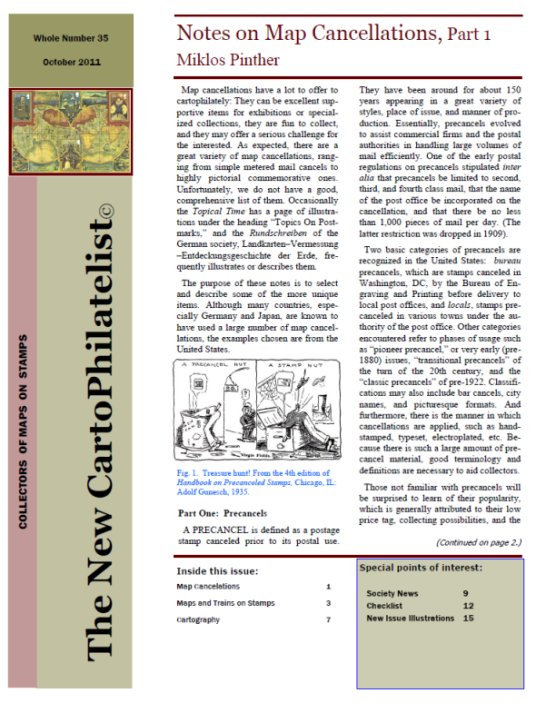 New Carto Philatelist Number 35 October 2011 Cover