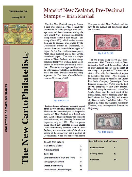 New Carto Philatelist Number 36 January 2012 Cover