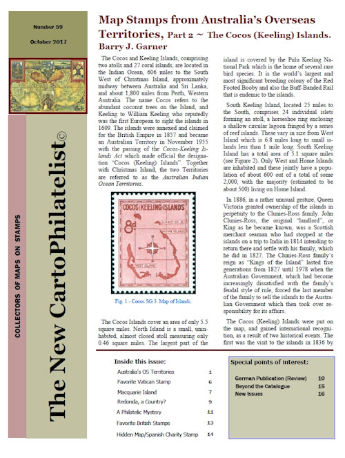 New Carto Philatelist Number 59 October 2017 Cover