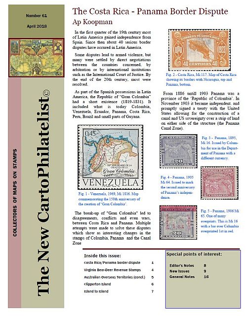 New Carto Philatelist Number 61 April 2018 Cover
