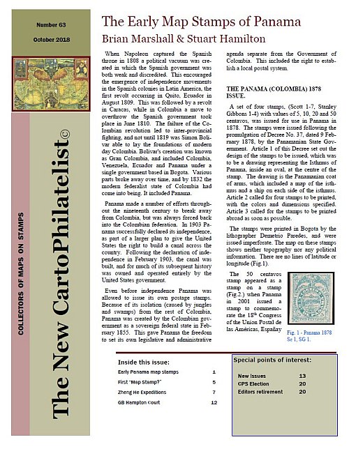 New Carto Philatelist Number 63 October 2018 Cover