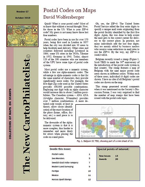 New Carto Philatelist Number 67 October 2019 Cover