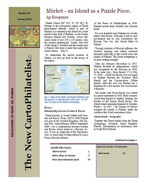 New Carto Philatelist Number 68 January 2020 Cover