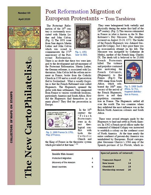 New Carto Philatelist Number 69 April 2020 Cover