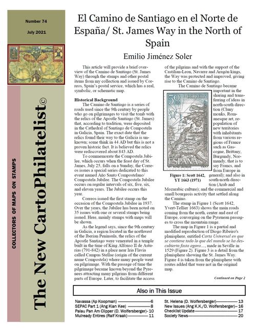 New Carto Philatelist Number 74 July 2021 Cover