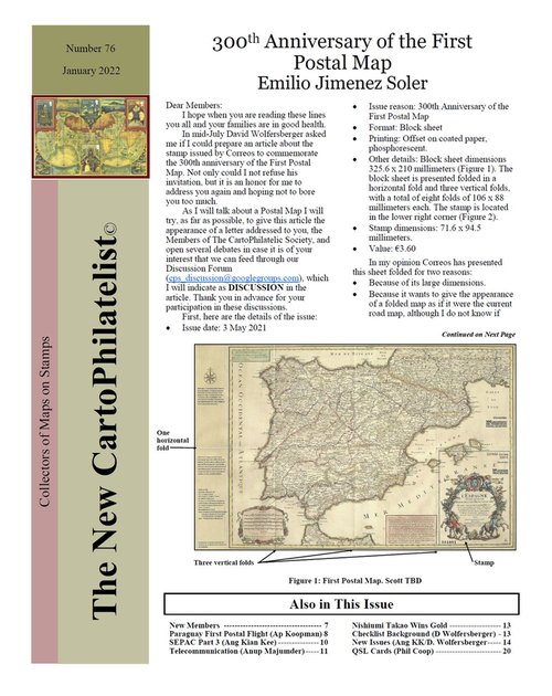 New Carto Philatelist Number 76 January 2022 Cover