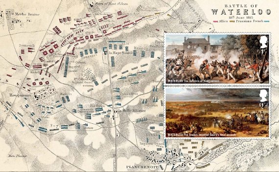 GB 2015-06-18 Pane-3 Prestige Booklet - Battle of Waterloo