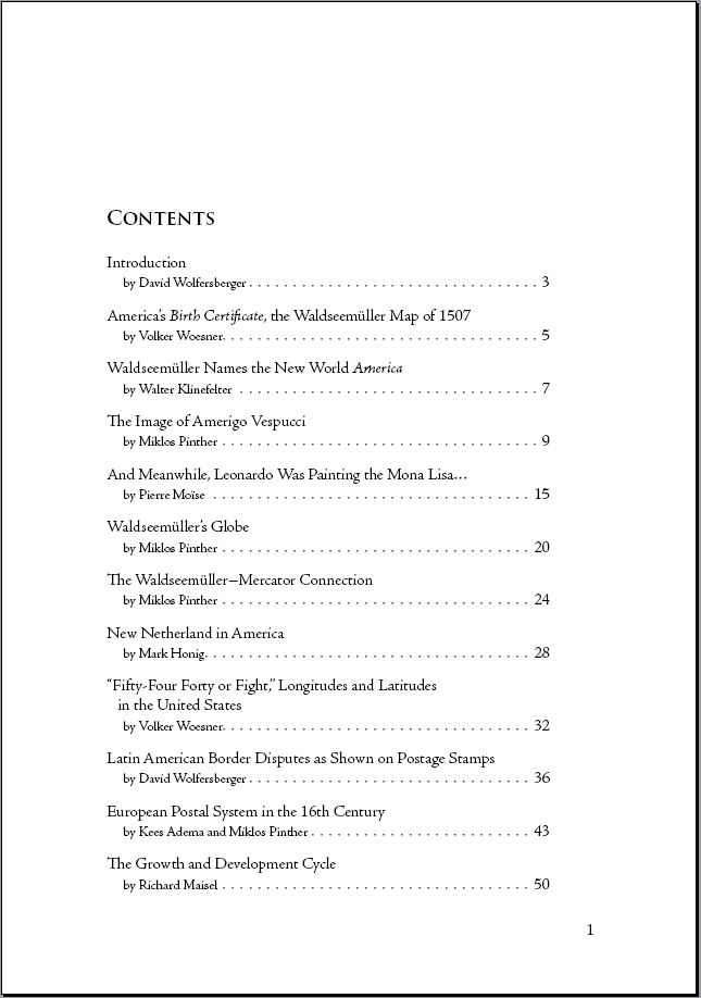 Table of Contents from America on the Map